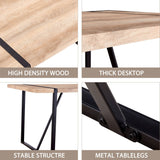 Rustic Industrial Rectangular Wood Dining Table For 4-6 Person, With 1.5" Thick Engineered Wood Tabletop and Black Metal Legs, Writing Desk For Kitchen Dining Living Room, 55.1" W x 31.4" D x 29.9" H