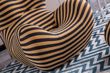 Barrel Chair with Ottoman, Stripe Chair for Living Room (3 Colors, 2 Size), Black & Yellow Stripe