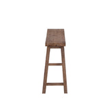 Saddle Seat Wooden Bench with Canted Frame, Oak Brown