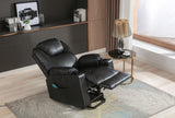 Leather Electric Lift Recliner for the Elderly with Massage and Heat, Power Lift Chair, with Breathable microporous Leather, USB Ports, 2 Cup Holders, Sofa suitable for living room&bed room, Black