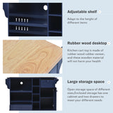 Kitchen Island Cart with Storage Cabinet and Two Locking Wheels, Solid wood desktop, Microwave cabinet