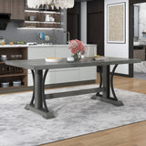 Retro Style Dining Table 78” Wood Rectangular Table, Seats up to 8