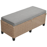 5-Piece Outdoor Patio Rattan Sofa Set, Sectional PE Wicker L-Shaped Garden Furniture Set with 2 Extendable Side Tables, Dining Table and Washable Covers for Backyard, Poolside, Indoor