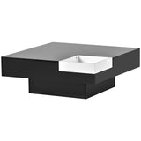 ON-TREND Modern Minimalist Design Square Coffee Table and Plug-in 16-color LED Strip Lights Remote Control for Living Room