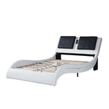 Faux Leather Upholstered Platform Bed Frame with led lighting & Bluetooth / massage