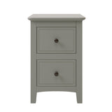 2 Drawers Solid Wood Nightstand End Table, Gray