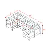 U shape Modular Sectional Sofa，DIY Combination，includes Four Single Chair and Two Corner，Navy Chenille