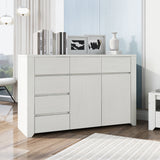 Simple Style Manufacture Wood Dresser with Wood Grain Sticker Surfaces Six Drawers and Two Level Cabinet Large Storage Space for Living Room Bedroom Guest Room Children’s Room, Stone Gray