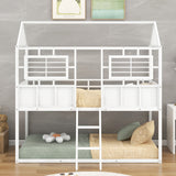 Twin over Twin Size Metal Low Bunk Beds