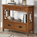 Farmhouse Pine Wood Console Table Entry Sofa Table with 4 Drawers & 1 Storage Shelf for Entryway Living Room Bedroom Hallway Kitchen