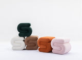 S-shape Velvet Fabric Ottoman Makeup Stool Footstool,Light Pink