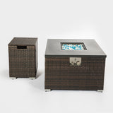 Outdoor Gas Fire Pit  Square Fire Pit Table with Propane Tank Cover