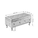 Storage Bench, Flip Top Entryway Bench Seat with Safety Hinge, Storage Chest with Padded Seat, Bed End Stool for Hallway Living Room Bedroom, Supports 250 lbs,Silver PU