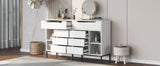 Modern Dresser with Flip Mirror and Metal leg,Storage Cabinet with 8 Drawers and 4 Open Shleves,White