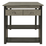 Rustic Wood 4-Piece Counter Height Dining Table Set with Storage Shelves and Drawer