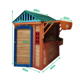 Eco-friendly Outdoor Wooden 4-in-1 Game House for kids garden playhouse with different games on every surface,Solid wood,61.4"Lx45.98“Wx64.17H
