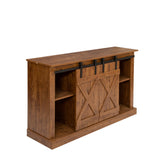 Farmhouse Sliding Barn Door TV Stand for TV up to 65 Inch Flat Screen Media Console Table Storage Cabinet Wood Entertainment Center Sturdy Ranch Rustic Style