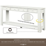 TREXM Console Table for Entryway Hallway Sofa Table with Storage Drawers and Bottom Shelf ( Antique White)