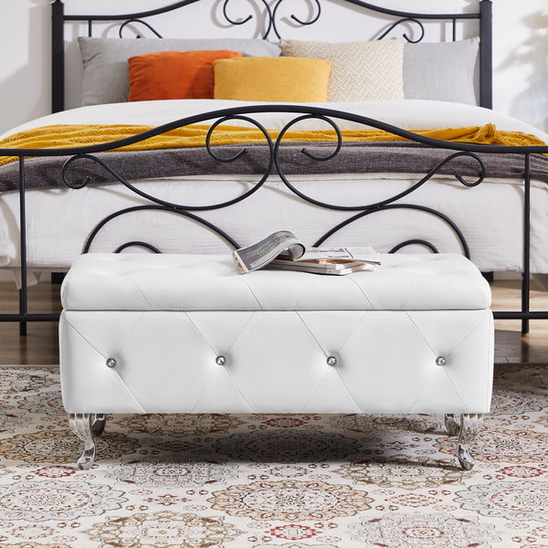 Storage Bench, Flip Top Entryway Bench Seat with Safety Hinge, Storage Chest with Padded Seat, Bed End Stool for Hallway Living Room Bedroom, Supports 250 lb