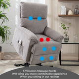 Power Lift Chair with Massage and Heating Function Soft Fabric Upholstery Recliner for Living Room,Light Gray