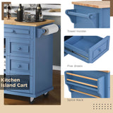 kitchen cart with Rubber wood desktop rolling mobile kitchen island with storage