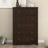 Vintage Aesthetic 5 Drawers Solid Wood Chest
