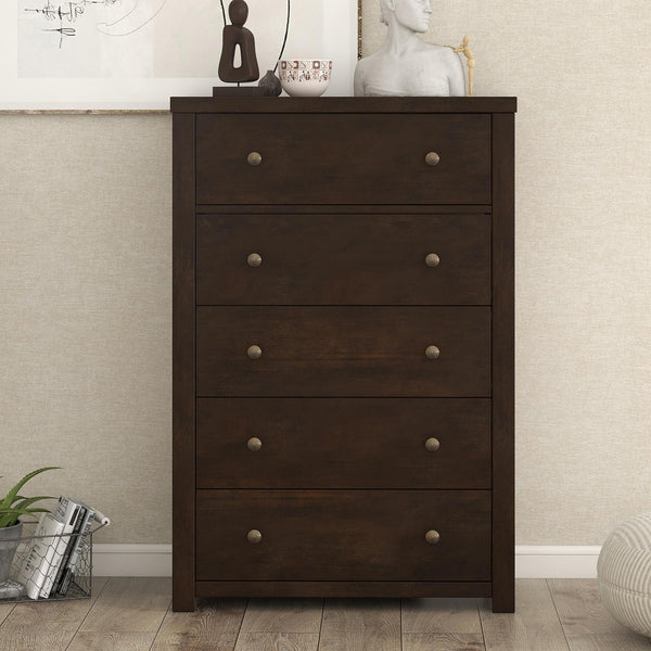 Vintage Aesthetic 5 Drawers Solid Wood Chest