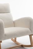 FONDHOME Modern Accent Rocking Chair, Upholstered Kids Glider Rocking Chair for Infants and Children, Teddy Material Comfort Arm Rocker, Lounge Armchair for Living Room, Beige