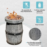 Fire Pit with Faux Wood Textures, Outdoor 10 inch Round wood Tabletop Gas Firebowl, 10,000 BTU
