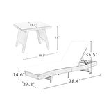Tristan 78”Long Reclining Chaise Lounge Set with Cushions and Table