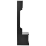 Hall Tree with 4 Hooks, Coat Hanger, Entryway Bench, Storage Bench, 3-in-1 Design, for Livingroom, Hallway (BLACK)