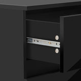 Nightstand with 2 Drawers, USB Charging Ports, Wireless Charging and Remote Control LED Light-Black
