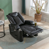 Power Motion Recliner with USB Charge Port and Cup Holder -PU Lounge chair for Living Room,Black(Old Sku:PP194010BAA）
