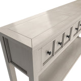 TREXM Rustic Entryway Console Table, 60" Long Sofa Table with two Different Size Drawers and Bottom Shelf for Storage (Gray Wash)