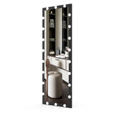 Hollywood Style Full Length Vanity Mirror With LED light bulbs Bedroom Hotel Long Wall Mouted Full Body Mirror Large Floor Dressing Mirror With Lights Black