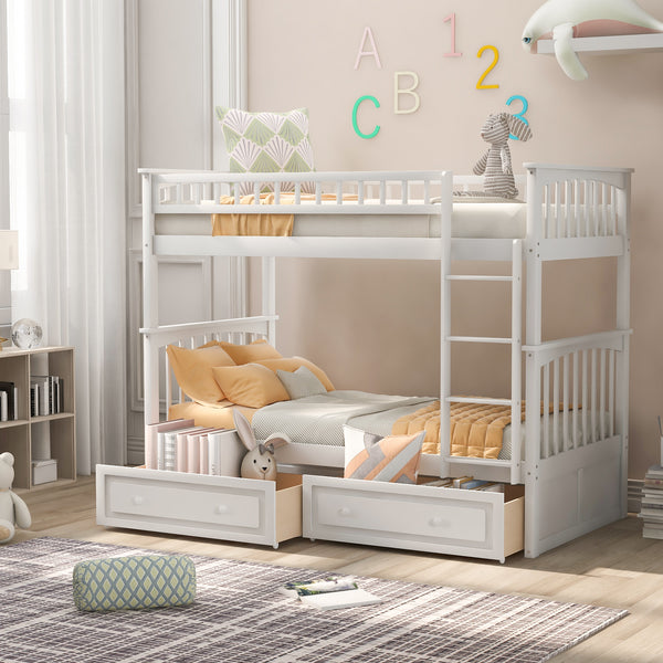 Twin over Twin Bunk Bed with Drawers
