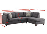 Dark Grey Sectional Sofa & Ottoman (2 Pillows), Light Charcoal Linen (1Set/2Ctn)