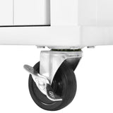 White Kitchen Island Cart with Rubber wood Drop-Leaf Countertop, adjustable height