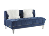 Blue Sectional Sofa w/2 Pillows, Navy Blue Velvet