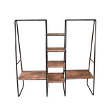 Metal Clothing Rack Garment ,Clothing Rack with 6 Shelves, 4 -Tiers Wood Shelves Heavy Duty Clothes Rack  for Hanging Clothes,Standing Coat Rack,Bedroom Clothes Storage and Organizer,Black