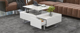 ON-TREND Multi-functional Coffee Table with Lifted Tabletop, Contemporary Cocktail Table with Metal Legs
