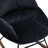 Tufted Upholstered Padded Seat Rocking Chair-Velvet Black