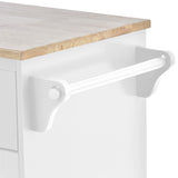 Kitchen Island Cart with Storage Cabinet and Two Locking Wheels ,Solid wood desktop, Microwave cabinet