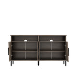 Farmhouse style TV Stand, TV station with storage and open drawers, entertainment center console table, living room media furniture.(Grey,58’’W*23.6’’D*31.5’’H)