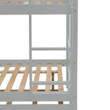 Full Over Full Bunk Bed with Trundle, Convertible to 2 Full Size Platform Bed