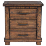 Rustic Three Drawer Reclaimed Solid Wood Nightstand