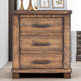 Rustic Three Drawer Reclaimed Solid Wood Nightstand