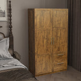 Tall Walnut wardrobe and kitchen cabinet with 2 doors, 2 drawers and 5 storage spaces