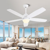 52 Inch White Ceiling Fan with Noiseless DC Motor and LED Lights Remote Control, 6 wind speeds