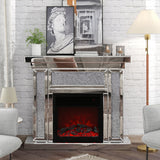 W 47" X D 12.6 "X H 41.7" Acrylic diamond mirror mantelpiece, separate mantelpiece  Built-in filling: acrylic high imitation drill, 1500 W electric heating furnace